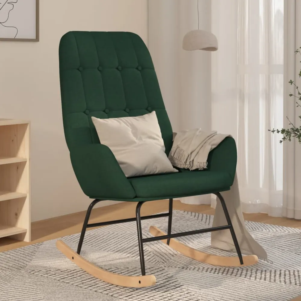 Poltrona Dondolo Verde Scuro Tessuto