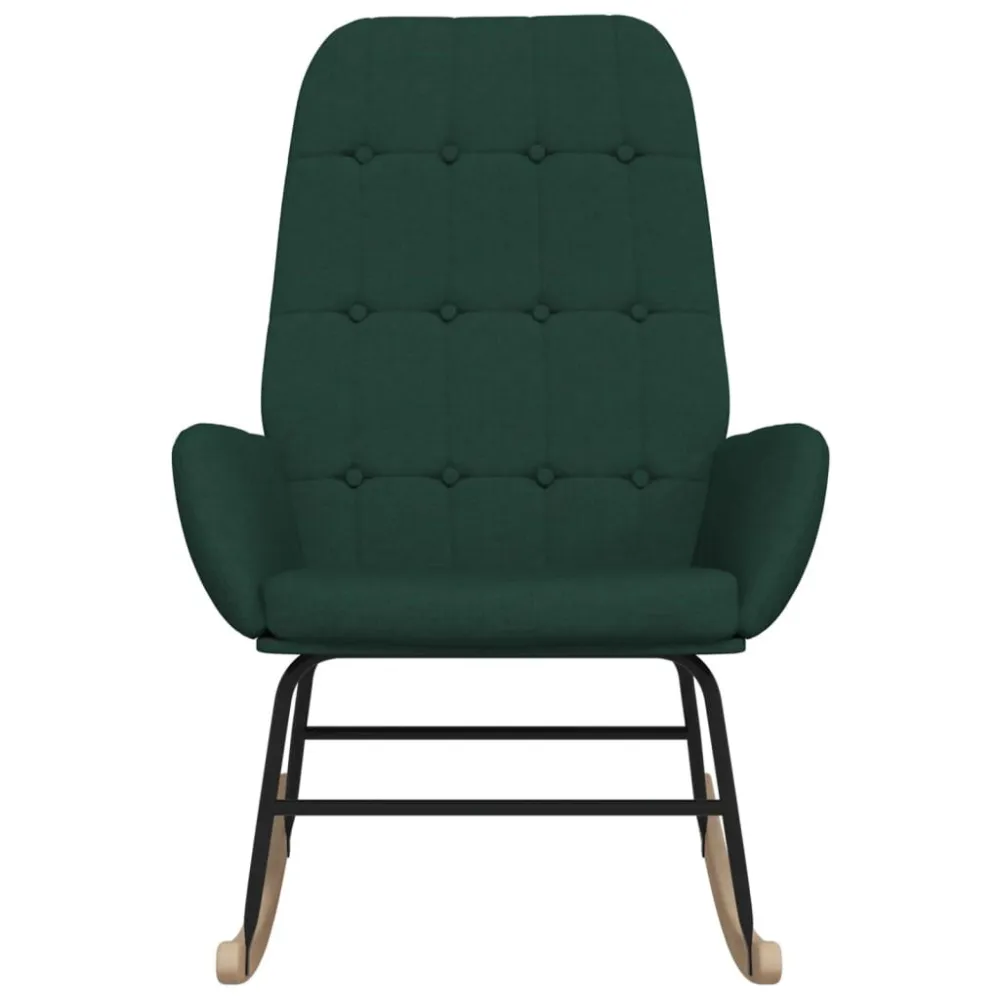 Poltrona Dondolo Verde Scuro Tessuto