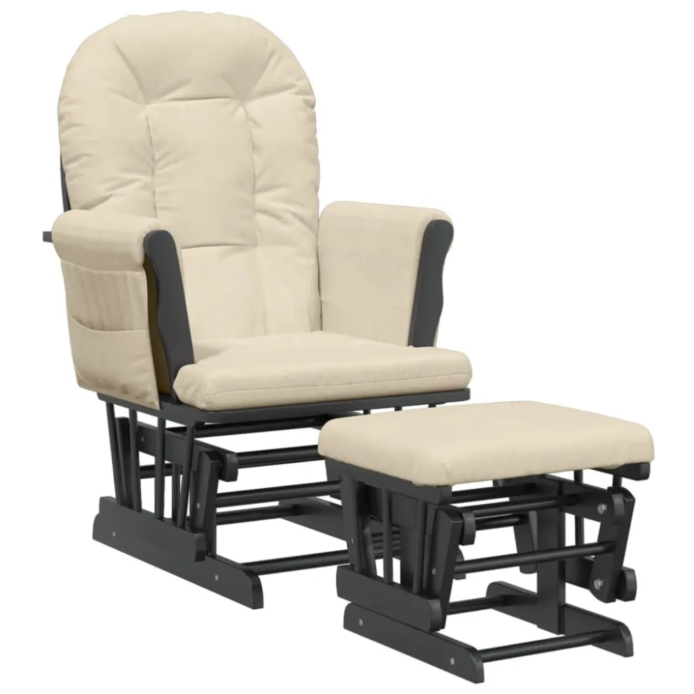 Poltrona Glider con Sgabello Bianco Crema Tessuto