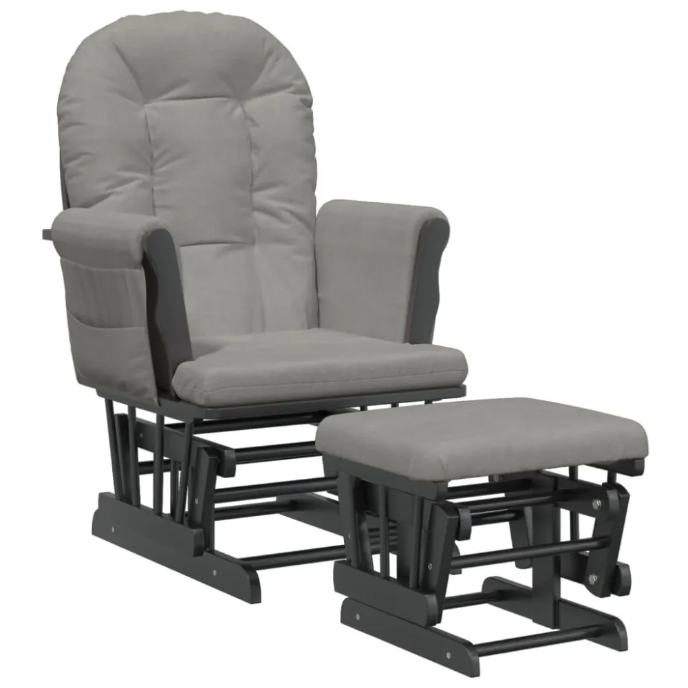 Poltrona Glider con Sgabello Grigio Chiaro Tessuto