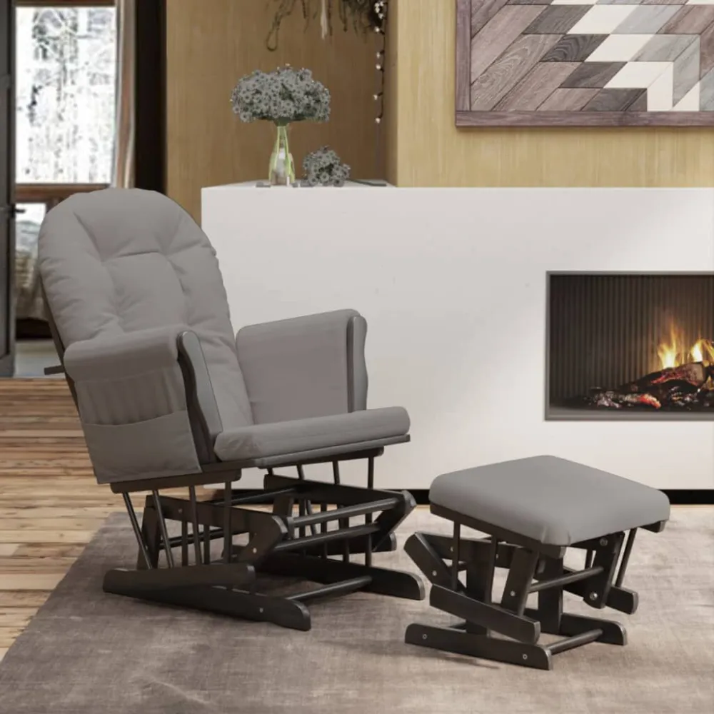 Poltrona Glider con Sgabello Grigio Chiaro Tessuto