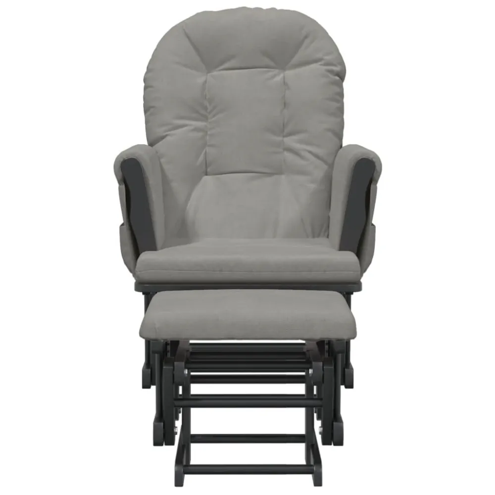 Poltrona Glider con Sgabello Grigio Chiaro Tessuto