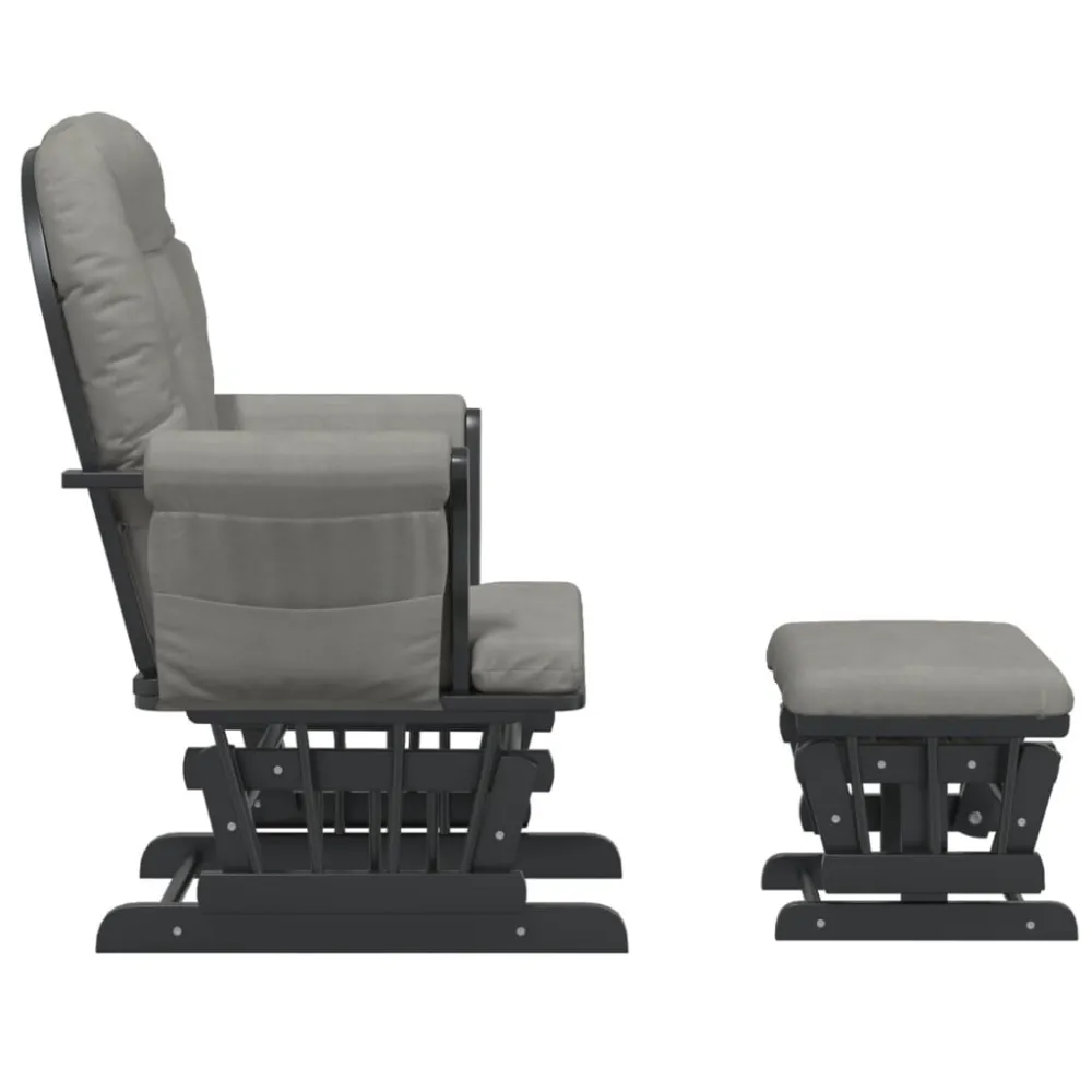 Poltrona Glider con Sgabello Grigio Chiaro Tessuto