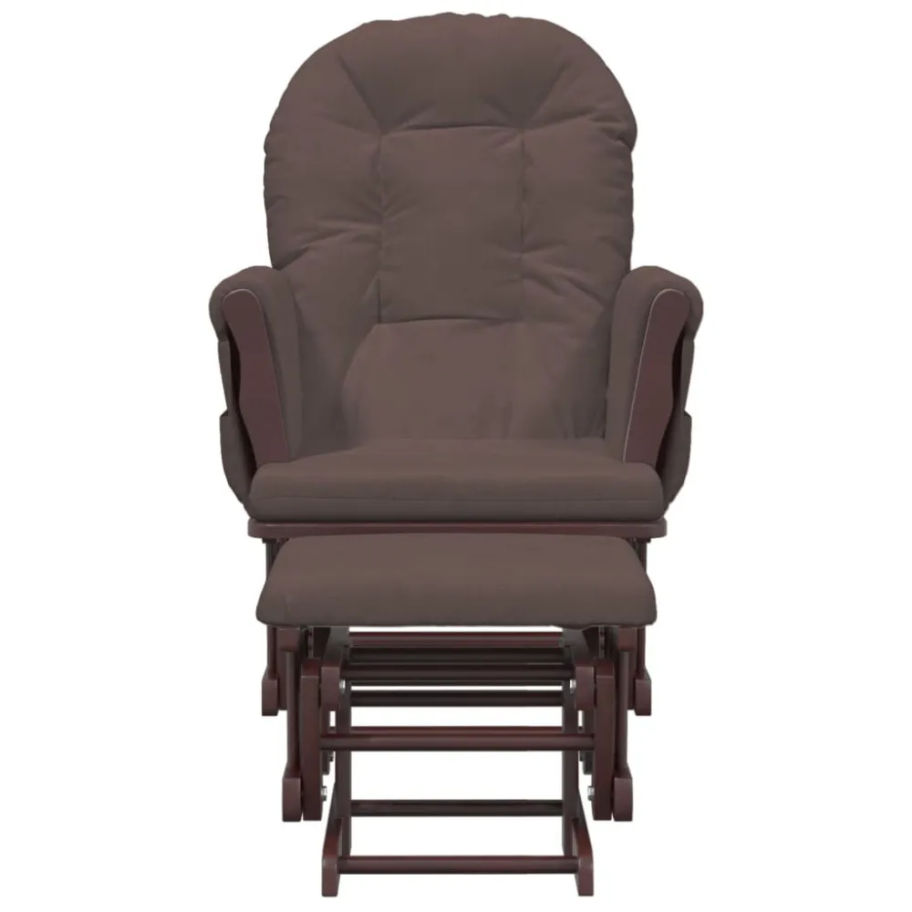 Poltrona Glider con Sgabello Marrone Tessuto
