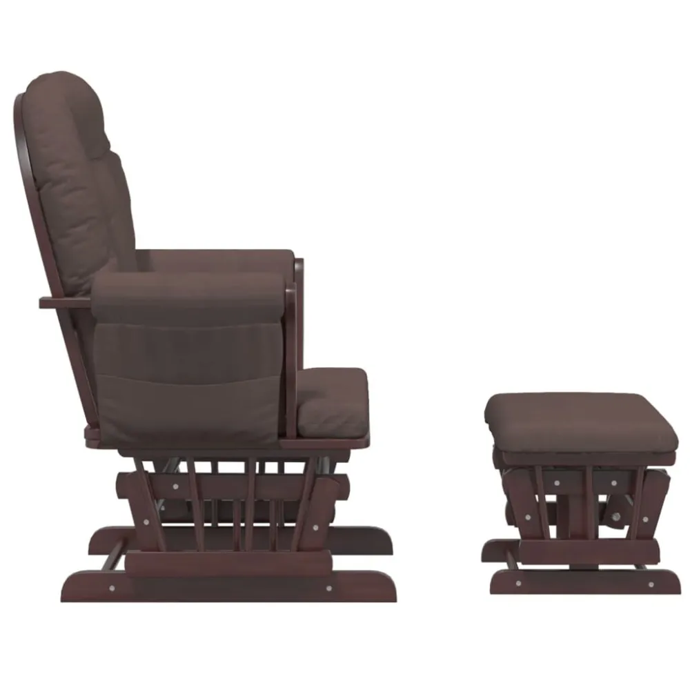 Poltrona Glider con Sgabello Marrone Tessuto