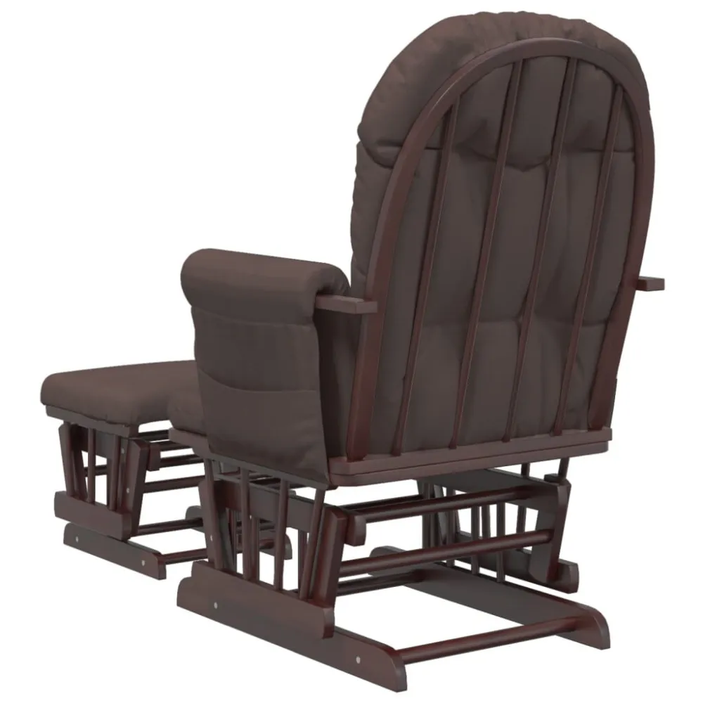 Poltrona Glider con Sgabello Marrone Tessuto