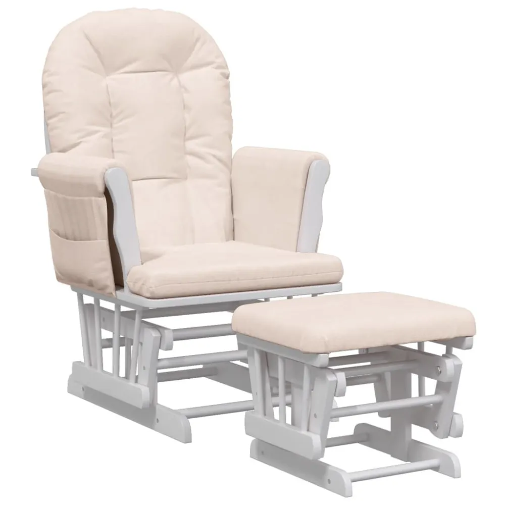Poltrona Glider con Sgabello Rosa Chiaro Tessuto