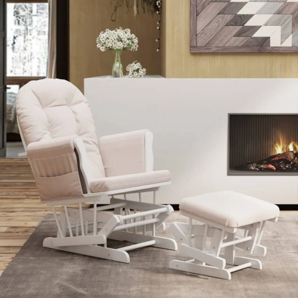 Poltrona Glider con Sgabello Rosa Chiaro Tessuto