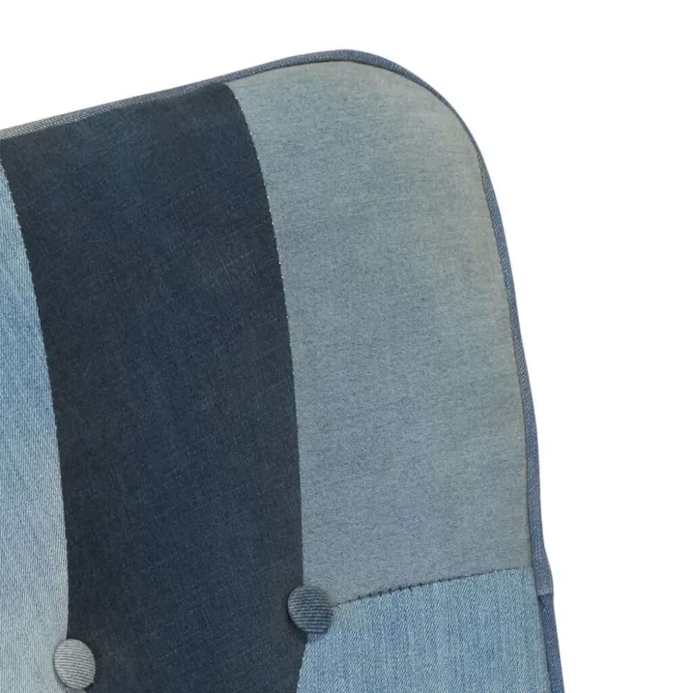 Sedia Dondolo Blu Denim Patchwork Tela