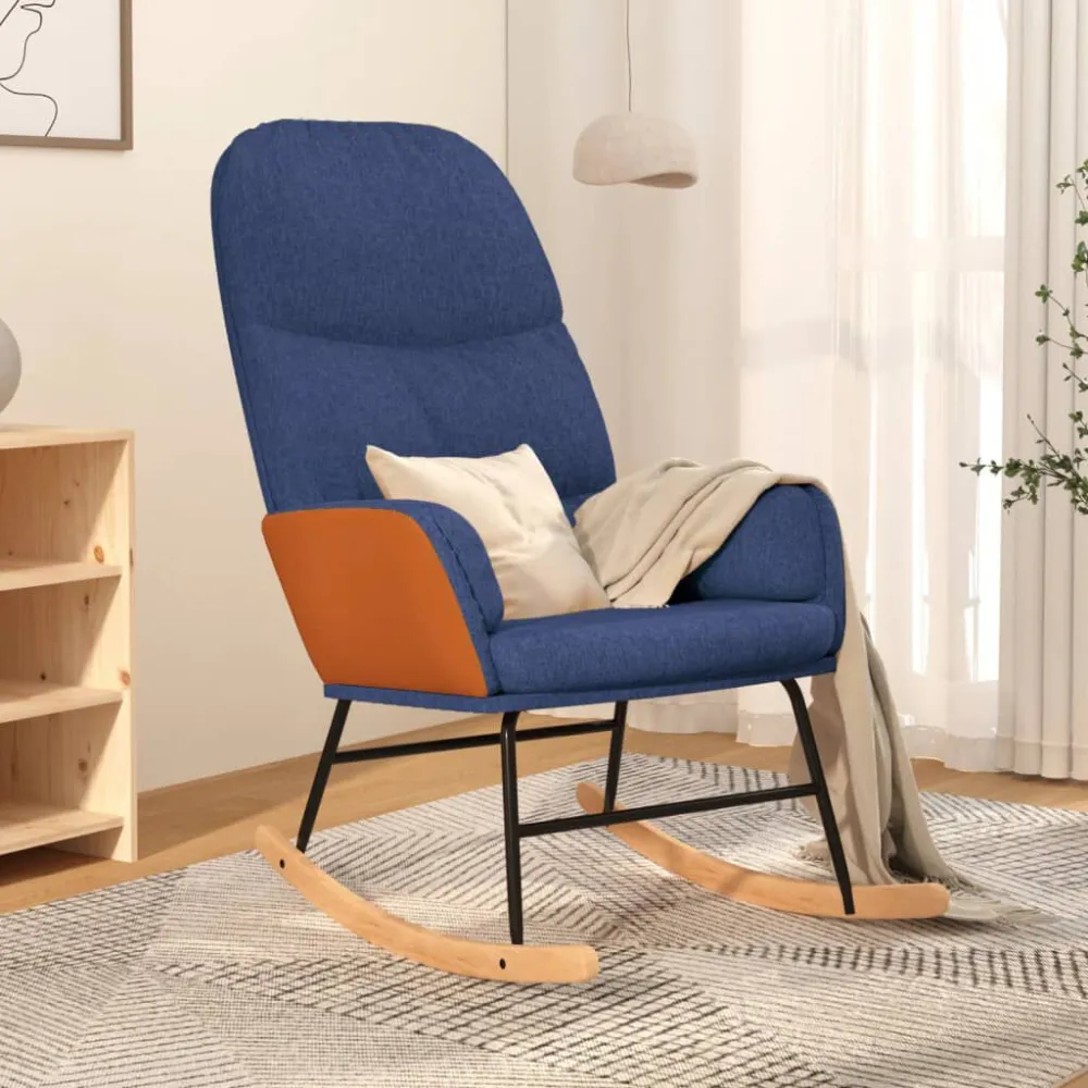 Sedia Dondolo Blu Tessuto