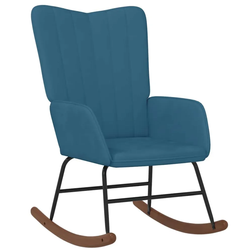 Sedia Dondolo Blu Velluto