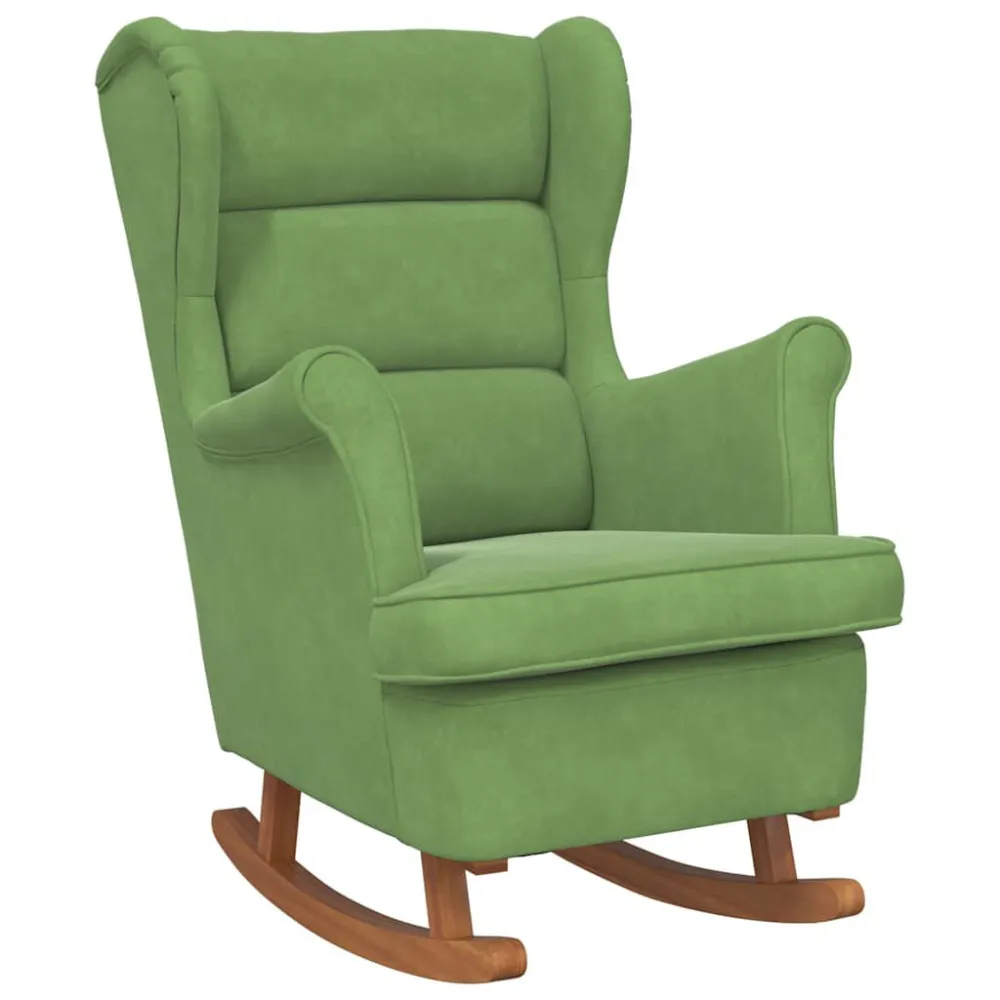 Sedia Dondolo con Gambe Legno di Hevea Verde Velluto