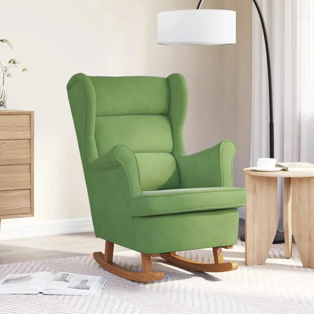 Sedia Dondolo con Gambe Legno di Hevea Verde Velluto