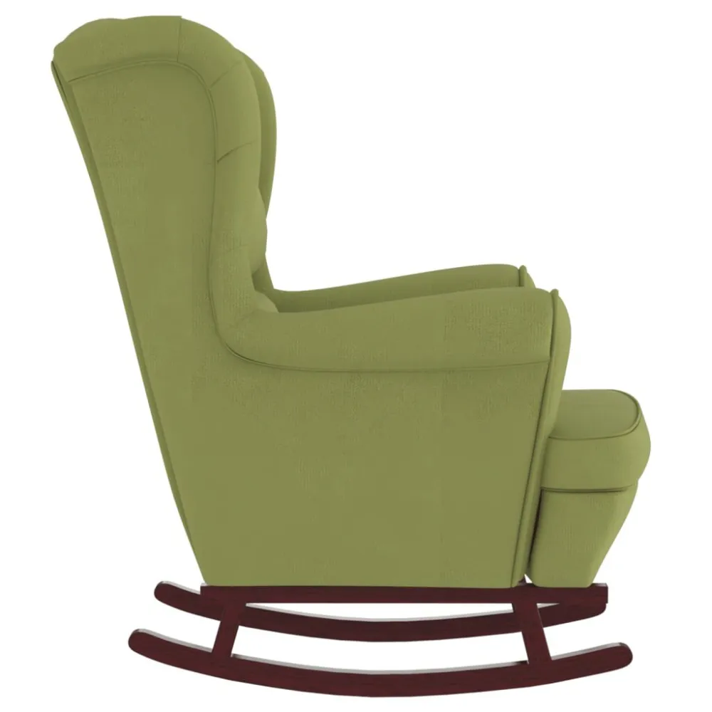 Sedia Dondolo con Gambe Legno di Hevea Verde Velluto