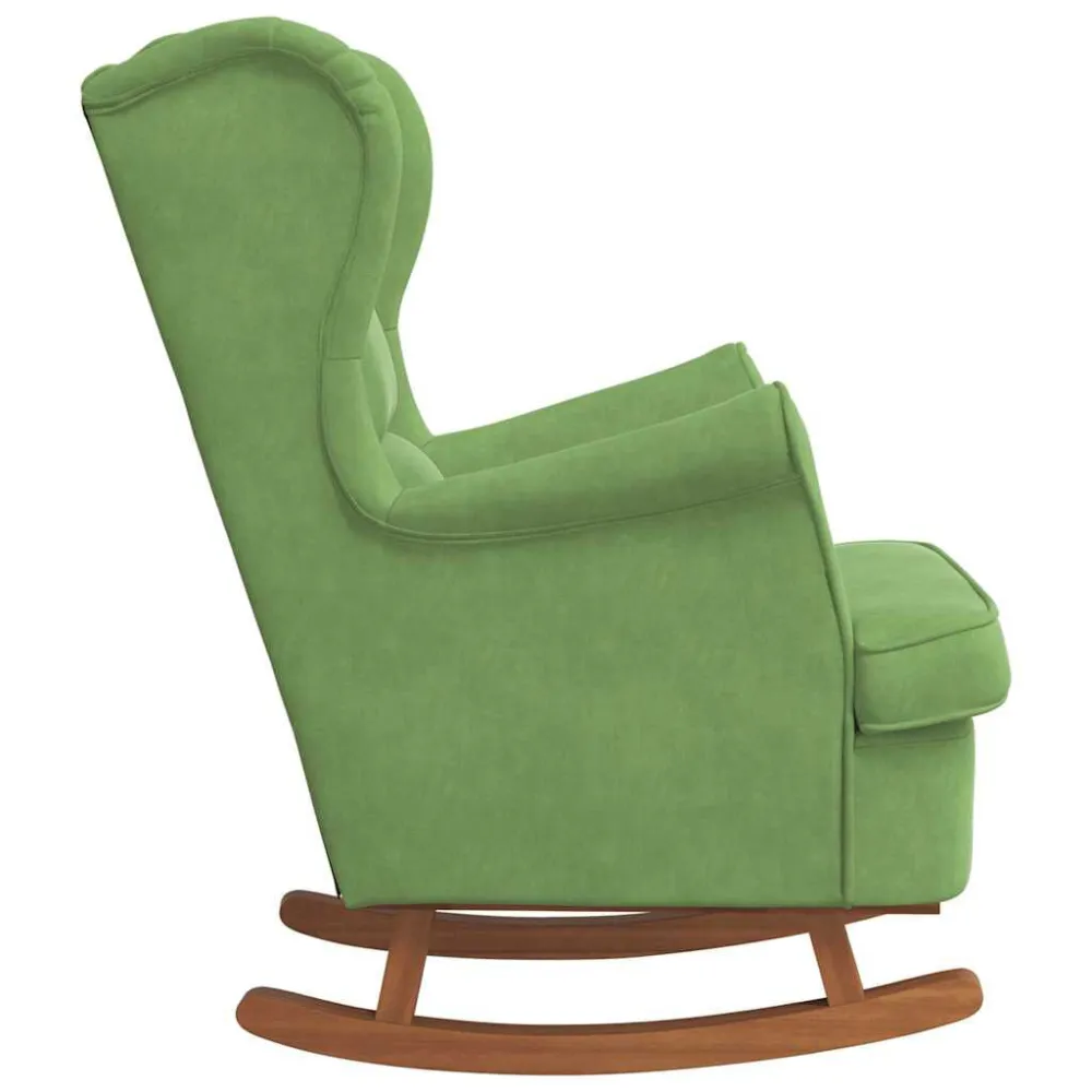 Sedia Dondolo con Gambe Legno di Hevea Verde Velluto
