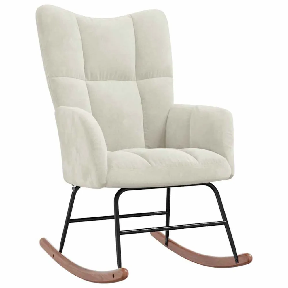 Sedia Dondolo Crema Velluto