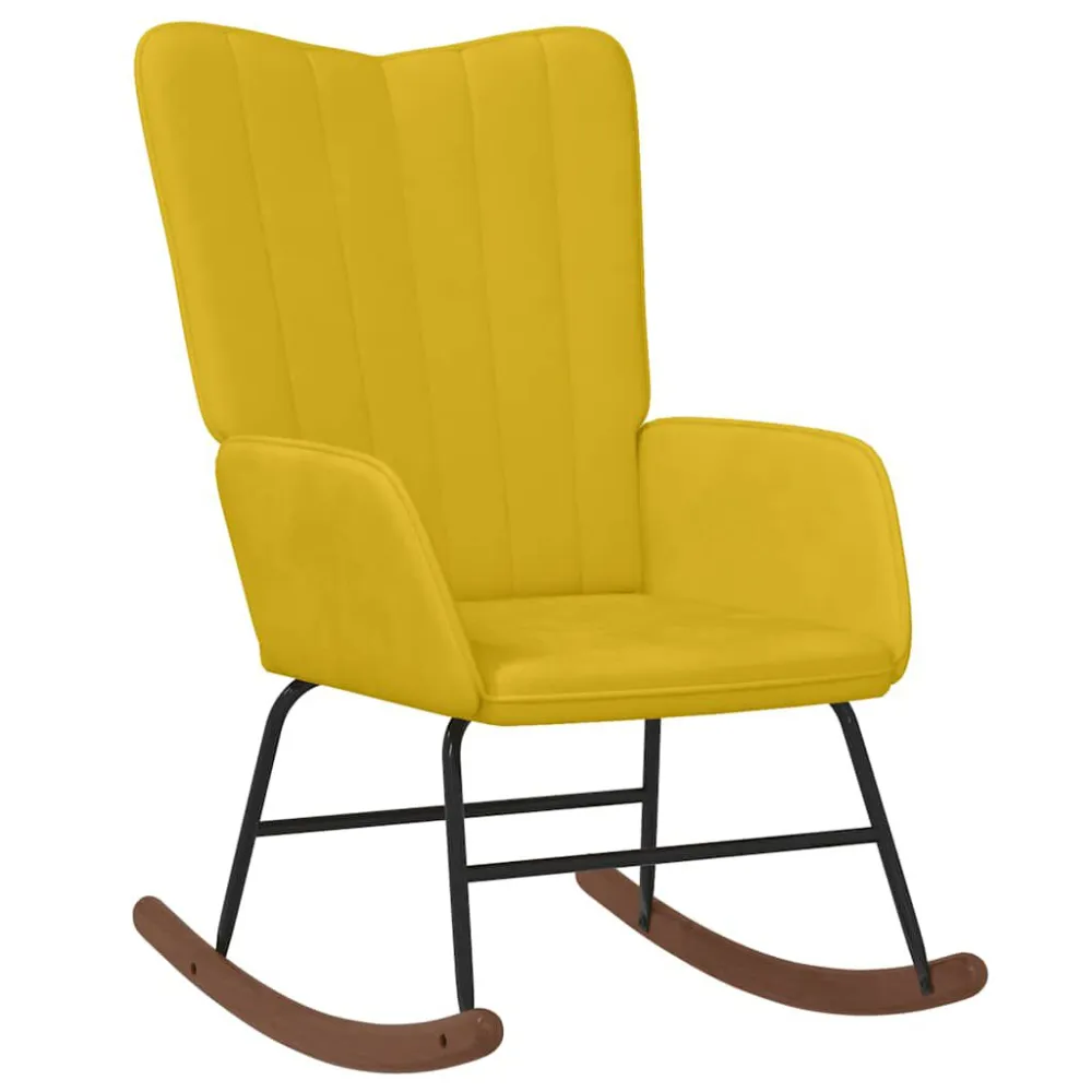 Sedia Dondolo Giallo Senape Velluto
