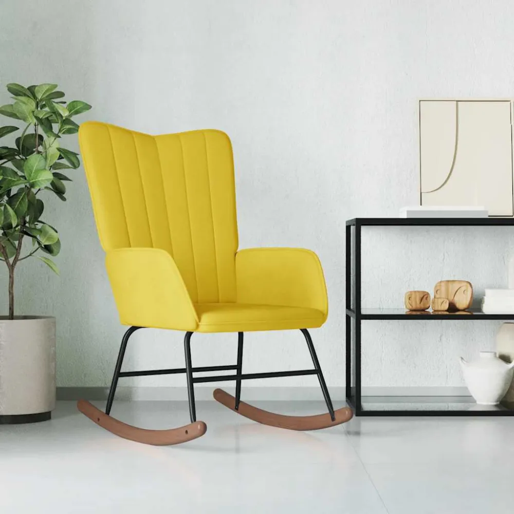 Sedia Dondolo Giallo Senape Velluto