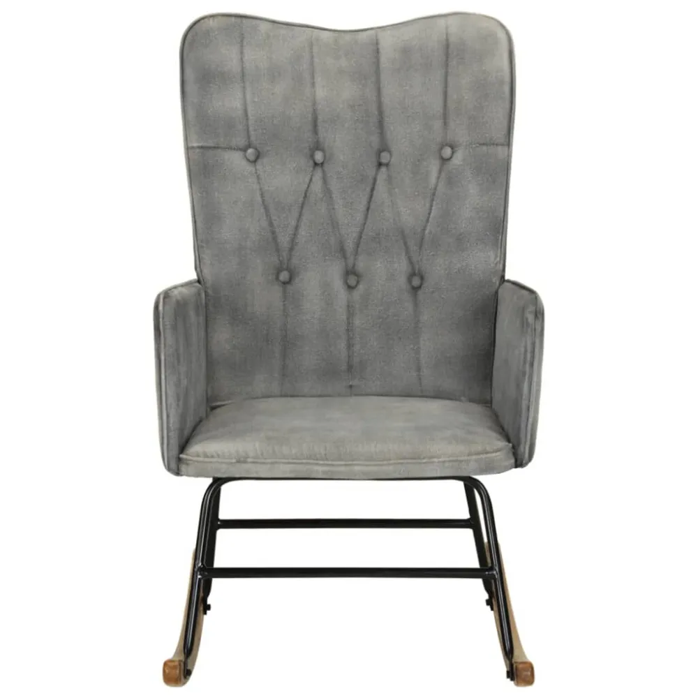 Sedia Dondolo Grigia Tela Vintage