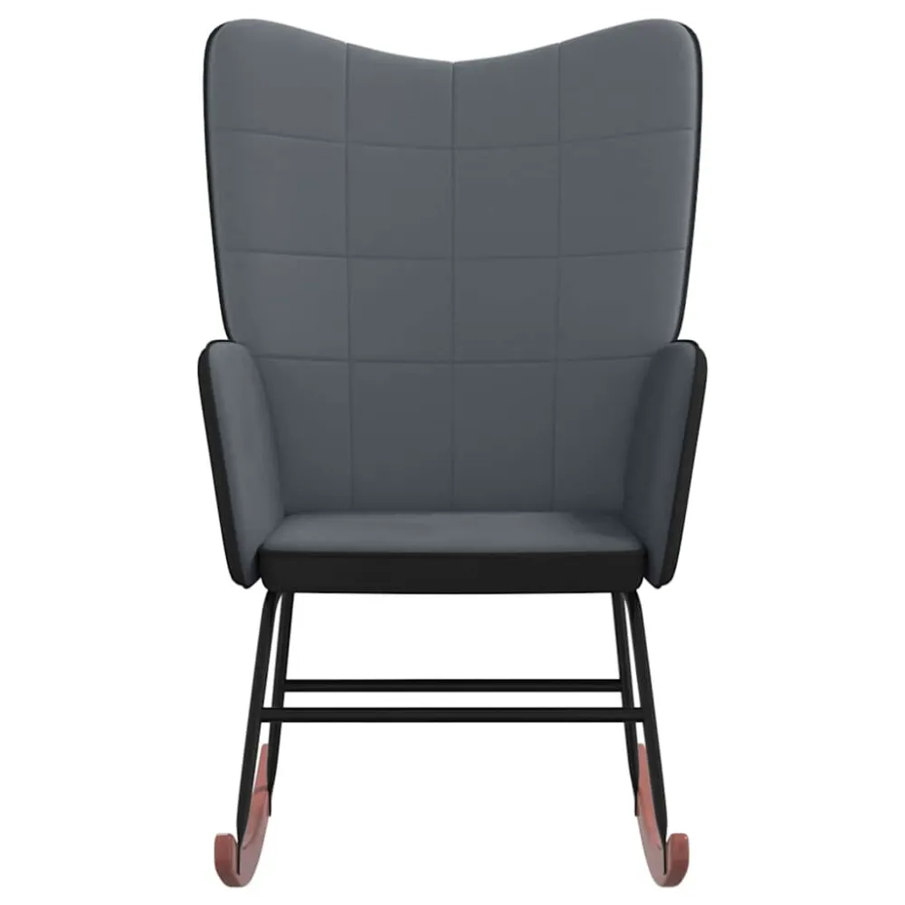 Sedia Dondolo Grigio Scuro Velluto e PVC