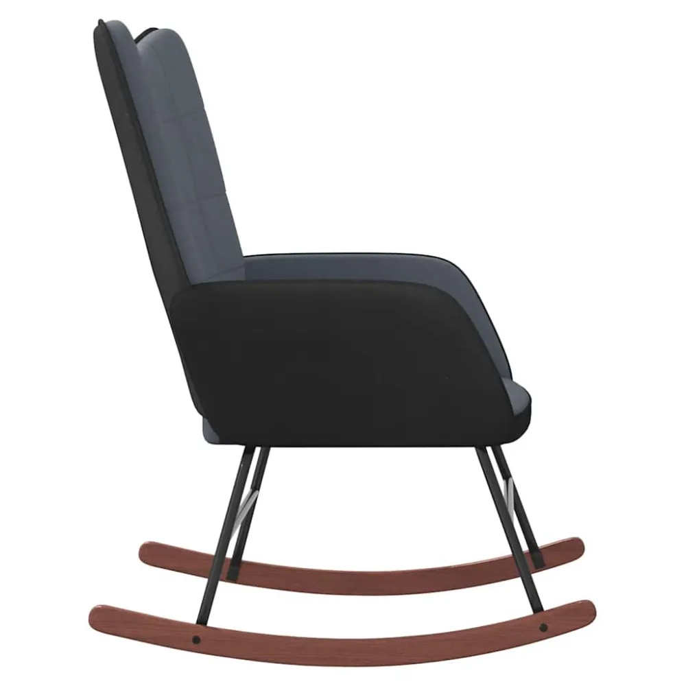 Sedia Dondolo Grigio Scuro Velluto e PVC