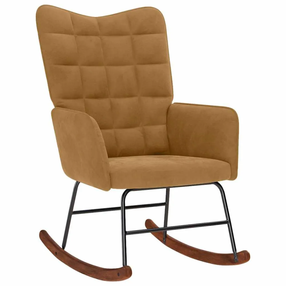 Sedia Dondolo Marrone Velluto