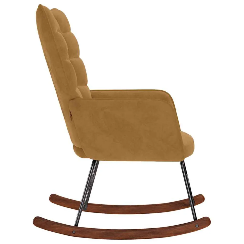 Sedia Dondolo Marrone Velluto