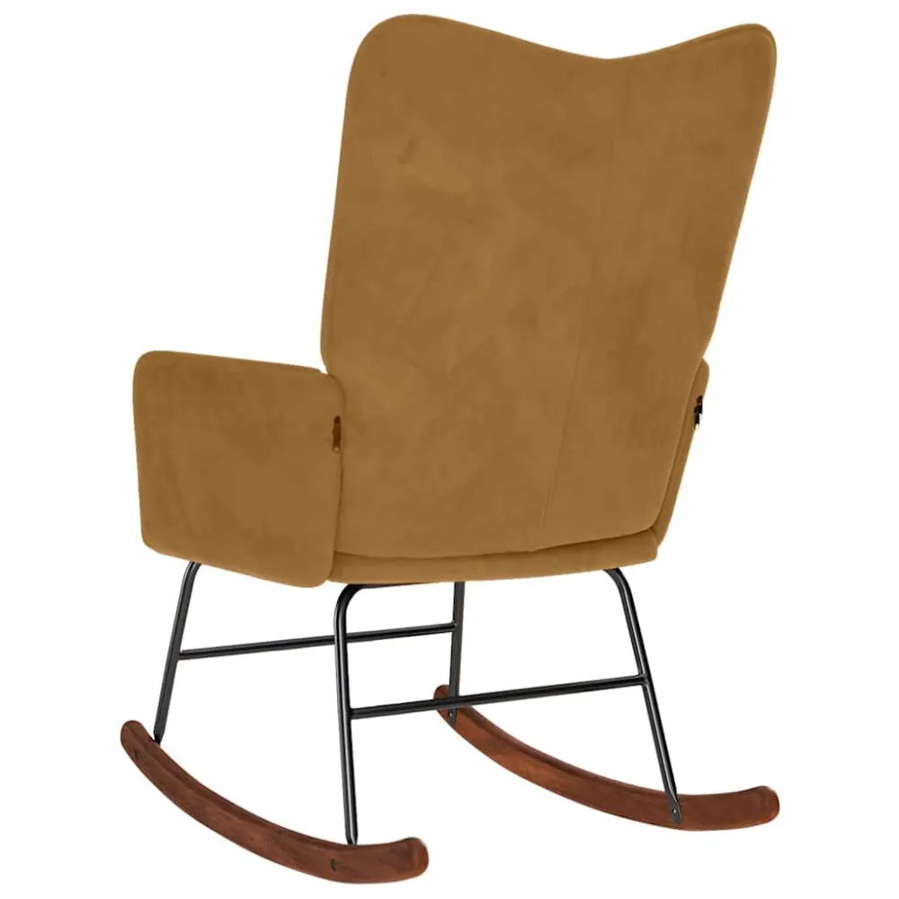 Sedia Dondolo Marrone Velluto