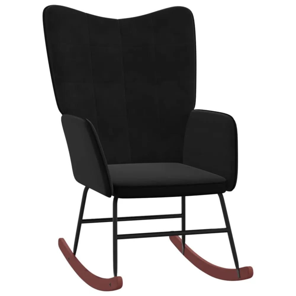Sedia Dondolo Nera Velluto e PVC