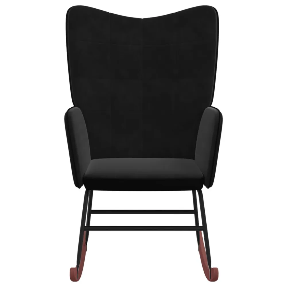 Sedia Dondolo Nera Velluto e PVC