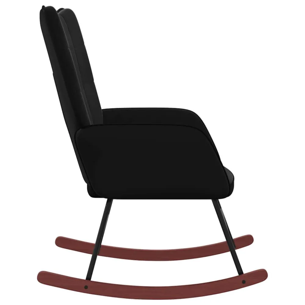 Sedia Dondolo Nera Velluto e PVC