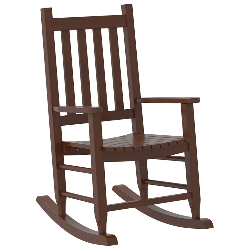 Sedia Dondolo per Bambini Marrone Legno Massello di Pioppo
