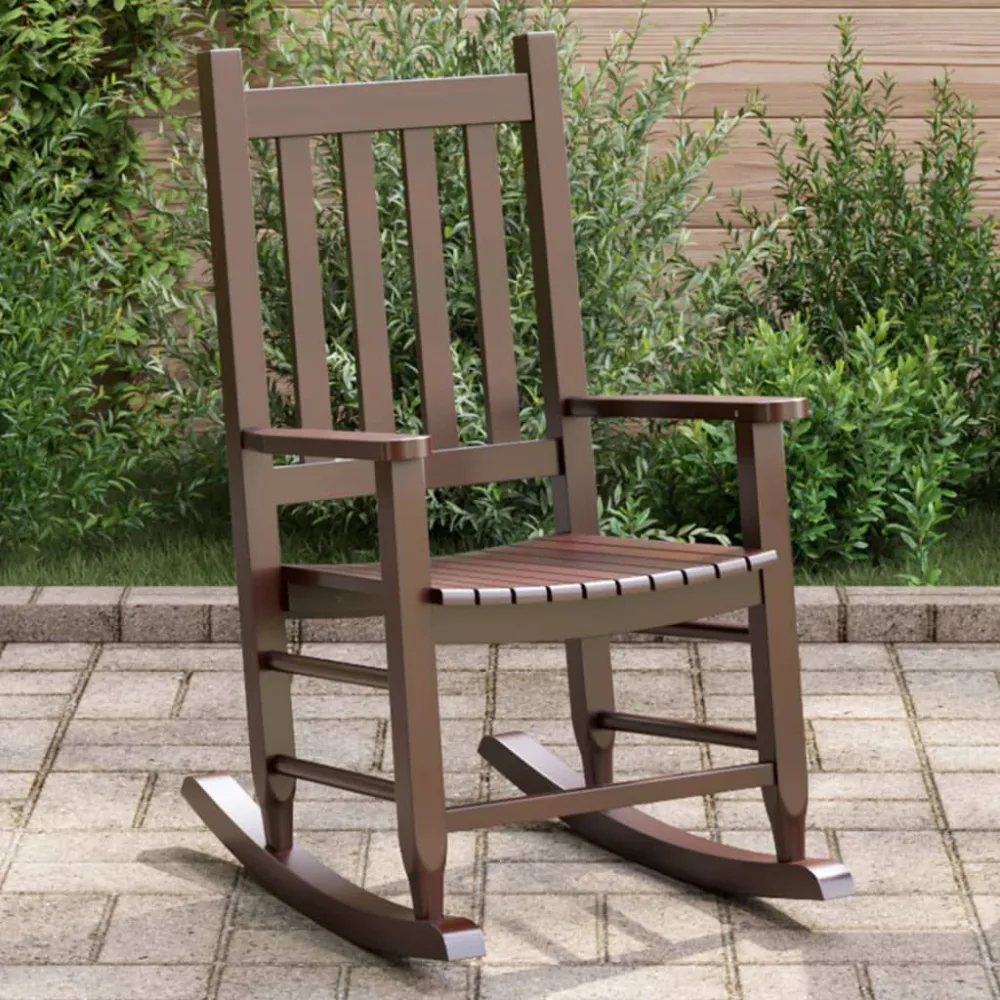 Sedia Dondolo per Bambini Marrone Legno Massello di Pioppo
