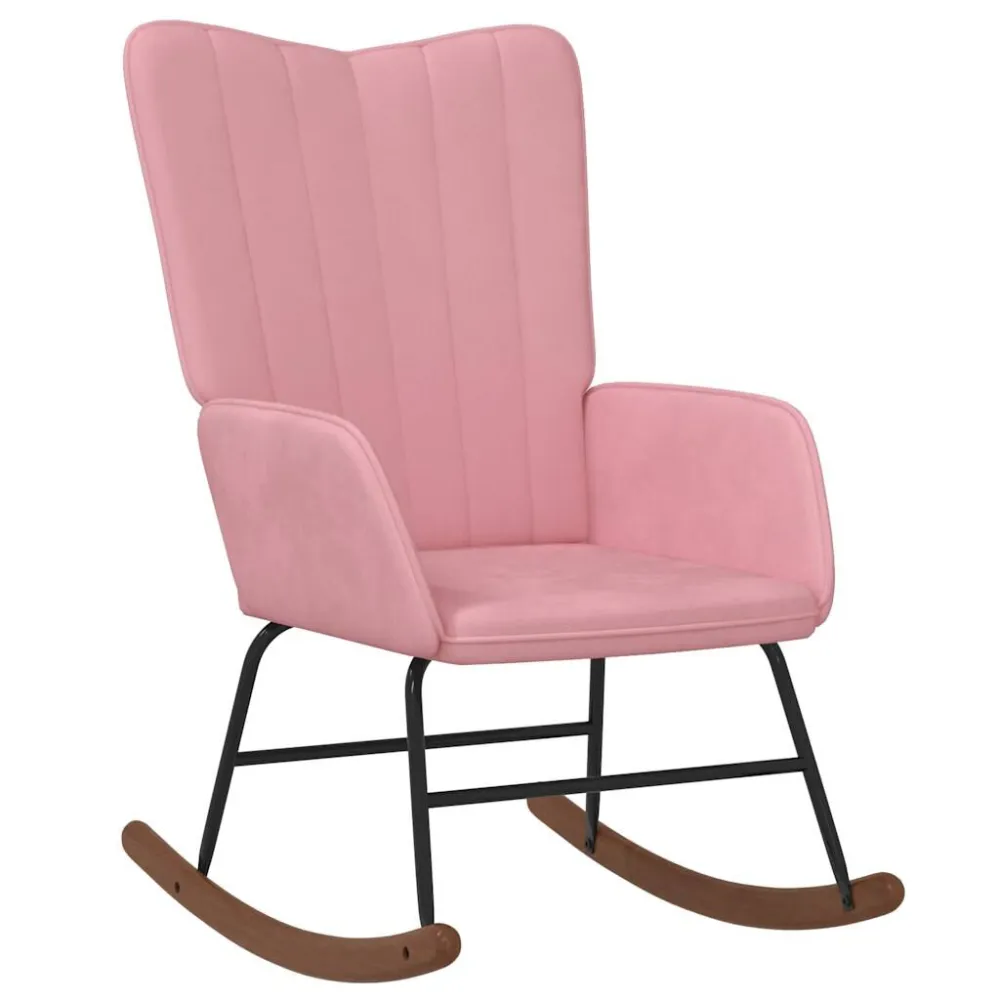 Sedia Dondolo Rosa Velluto