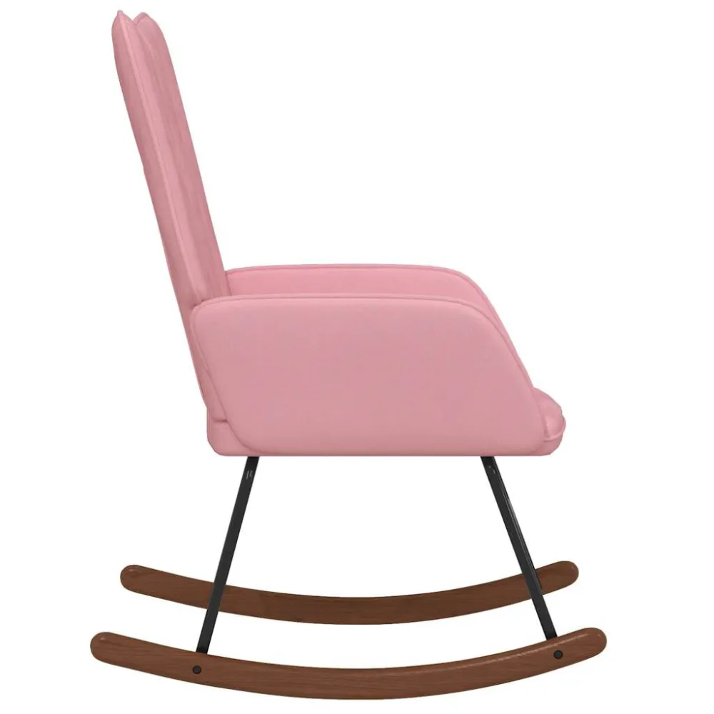 Sedia Dondolo Rosa Velluto
