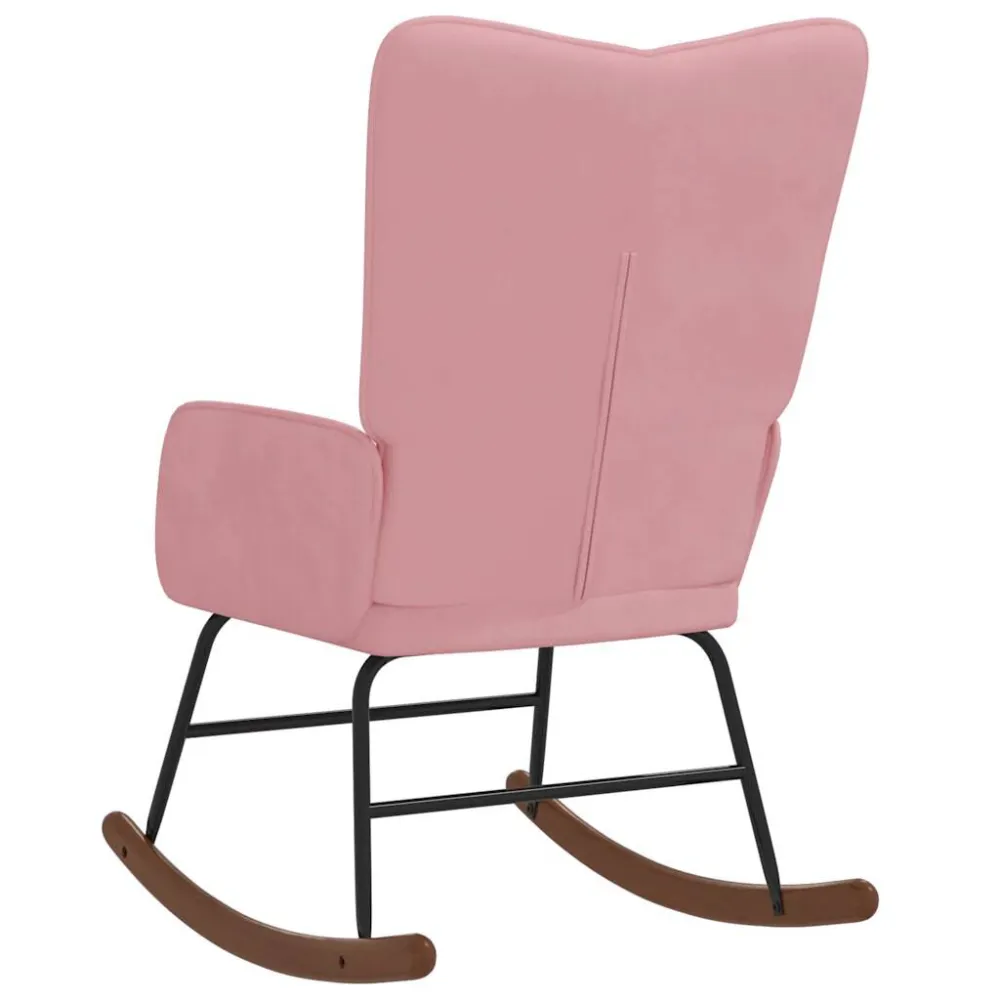 Sedia Dondolo Rosa Velluto