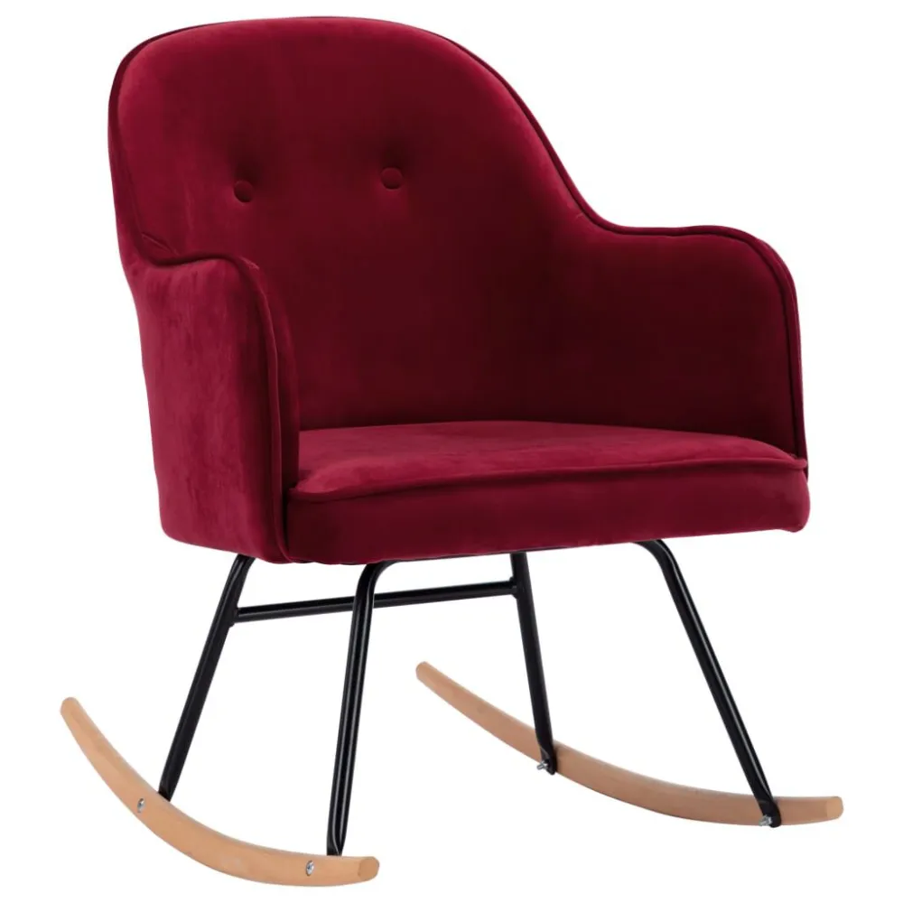 Sedia Dondolo Rosso Vino Velluto