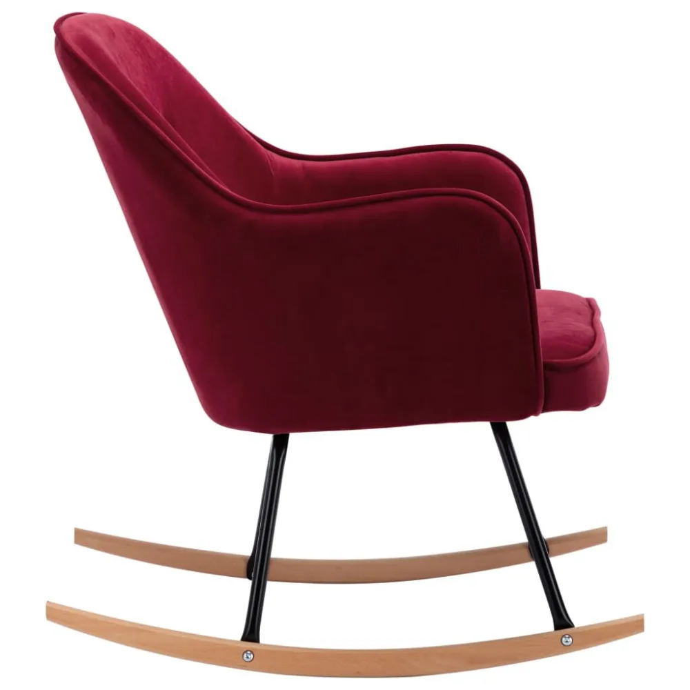 Sedia Dondolo Rosso Vino Velluto
