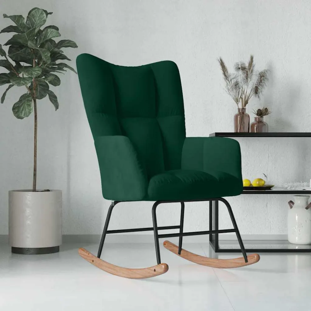 Sedia da Pranzo Verde Scuro Velluto