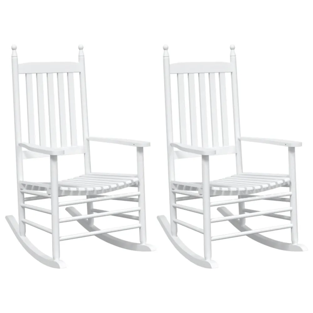 Sedie Dondolo Sedute Curve 2 pz Bianche Legno Massello Abete