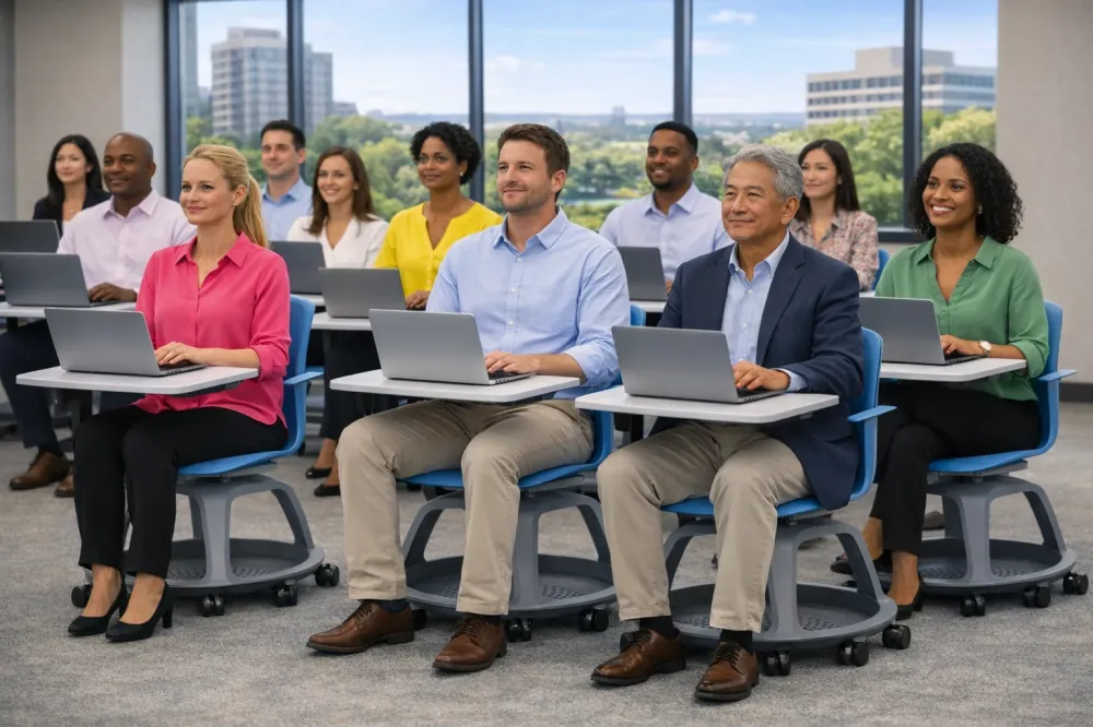 Steelcase: Node Sedia blu e grigia - Ristrutturata