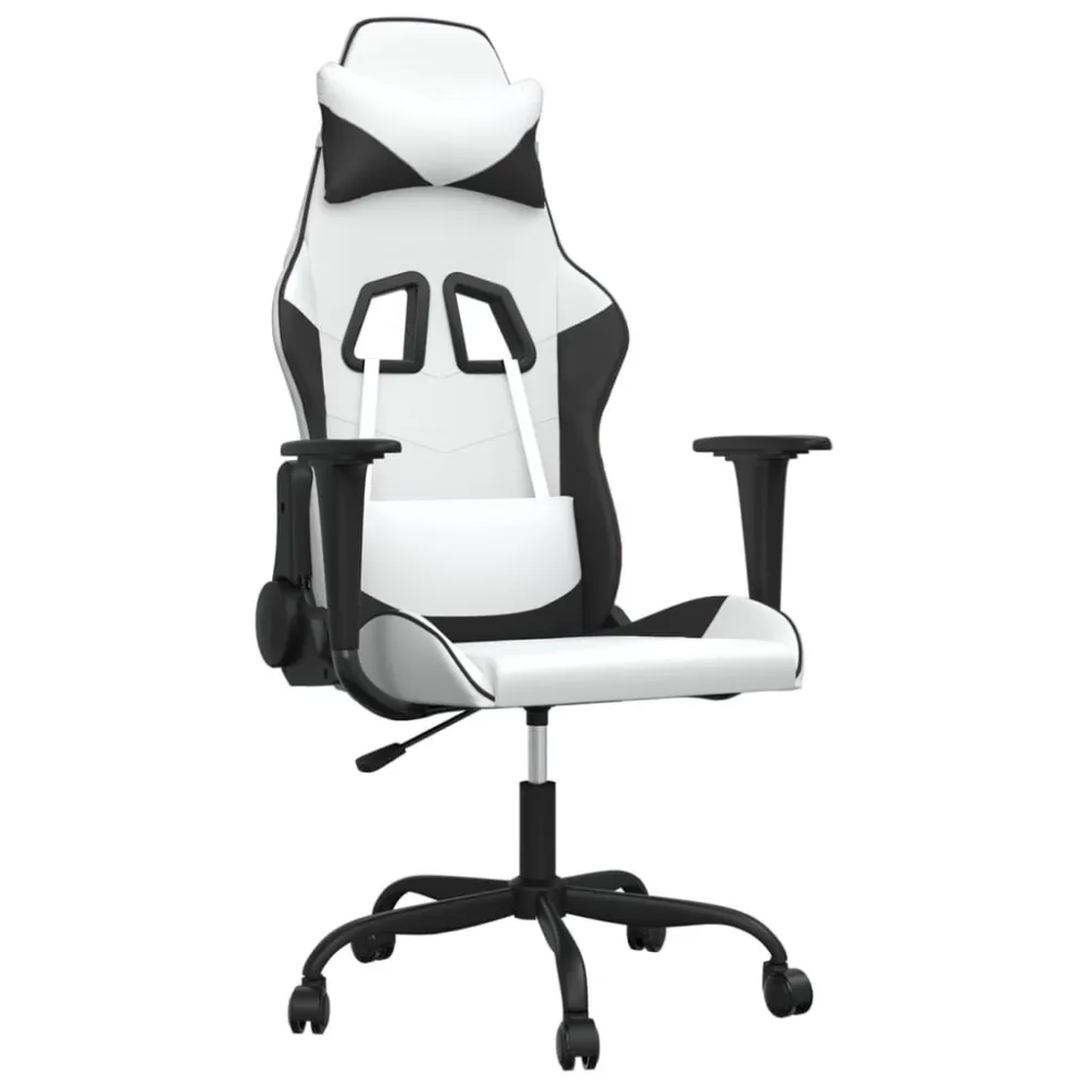 Sedia da Gaming Bianco e Nero Similpelle