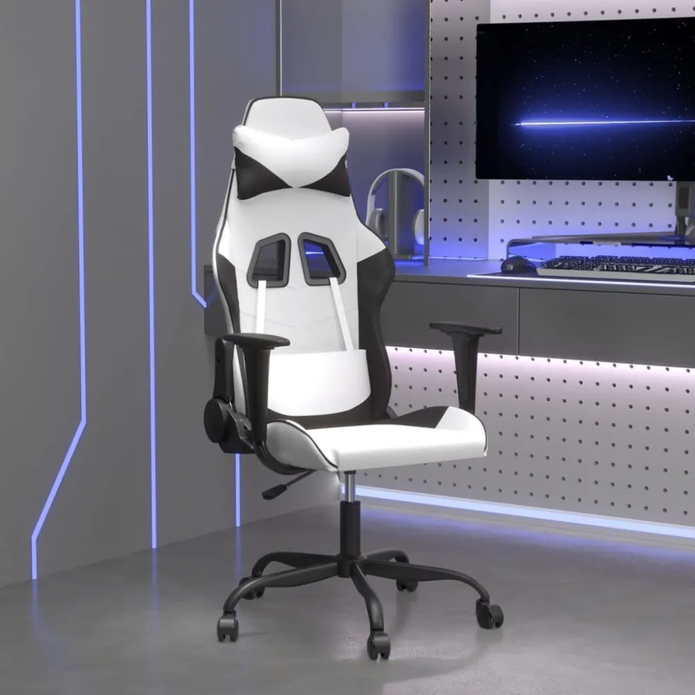 Sedia da Gaming Bianco e Nero Similpelle