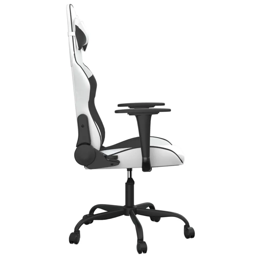 Sedia da Gaming Bianco e Nero Similpelle