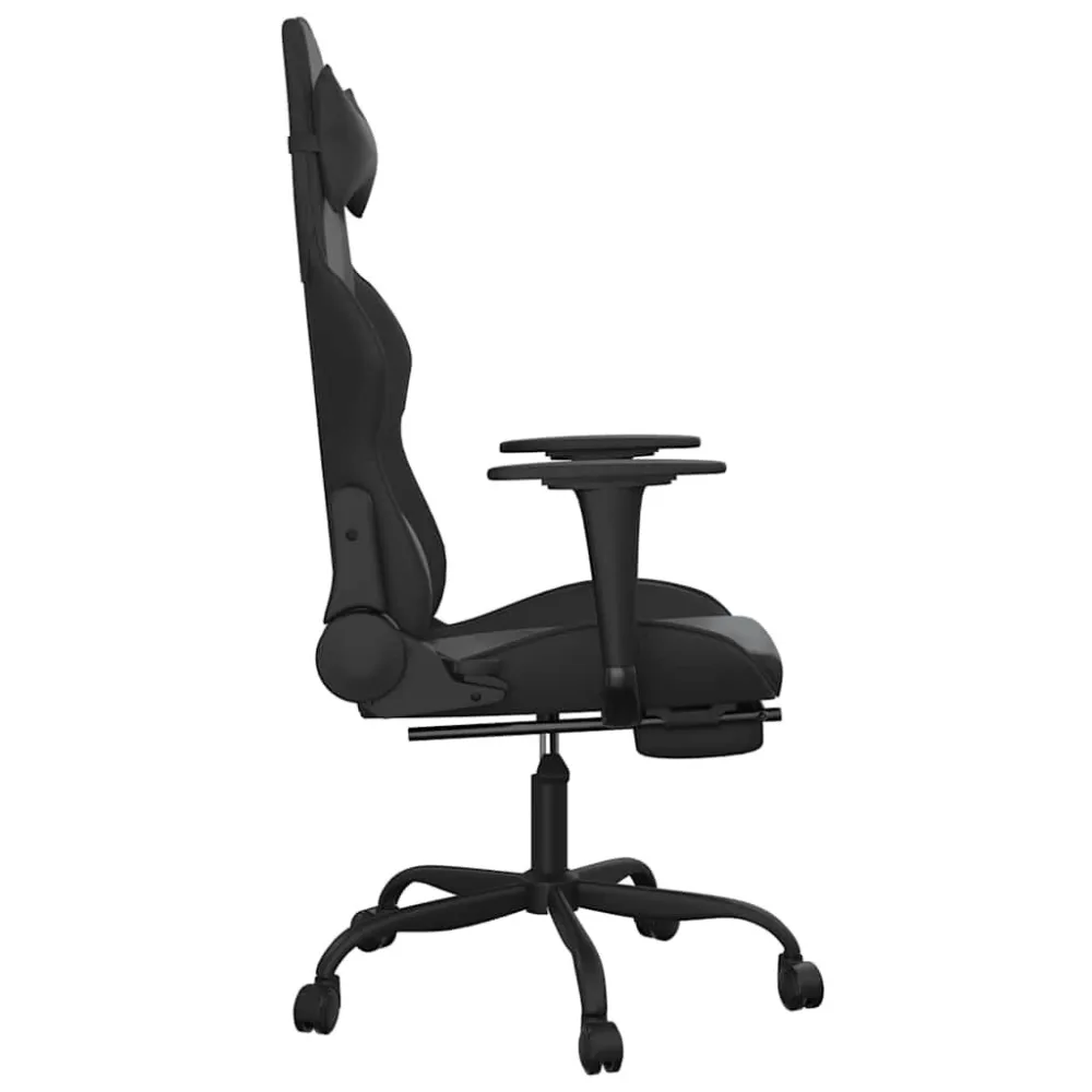 Sedia da Gaming con Massaggio e Poggiapiedi Nera Similpelle