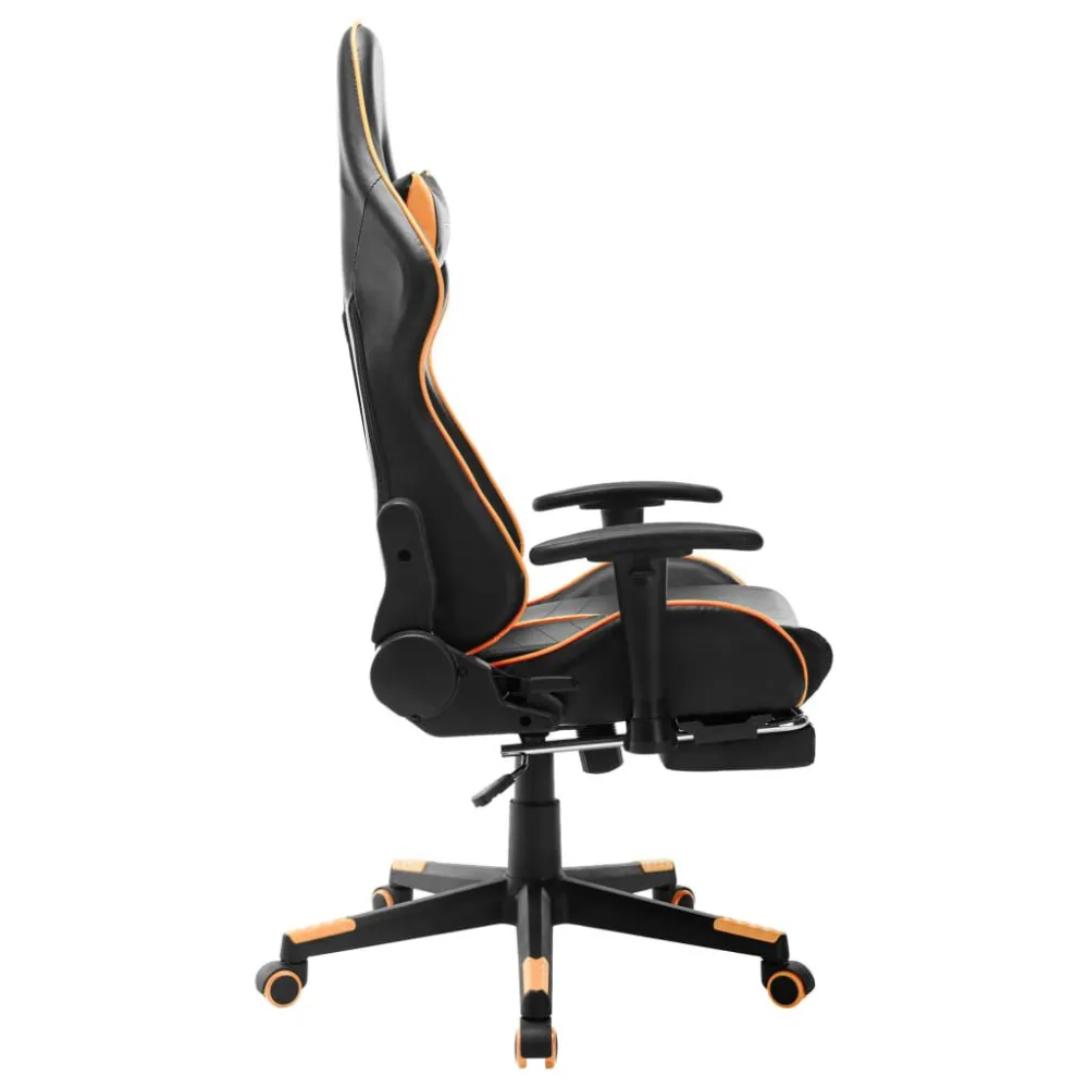 Sedia da Gaming con Poggiapiedi Nera e Arancione Similpelle