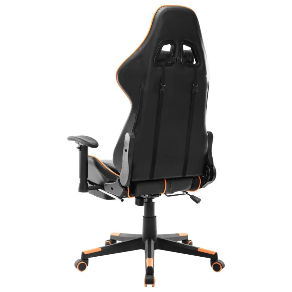 Sedia da Gaming con Poggiapiedi Nera e Arancione Similpelle