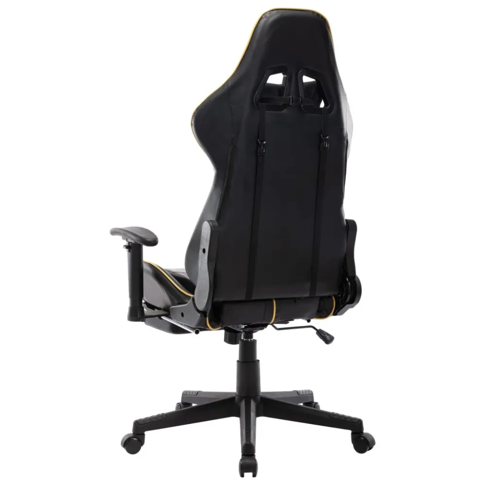 Sedia da Gaming con Poggiapiedi Nera e Oro Similpelle