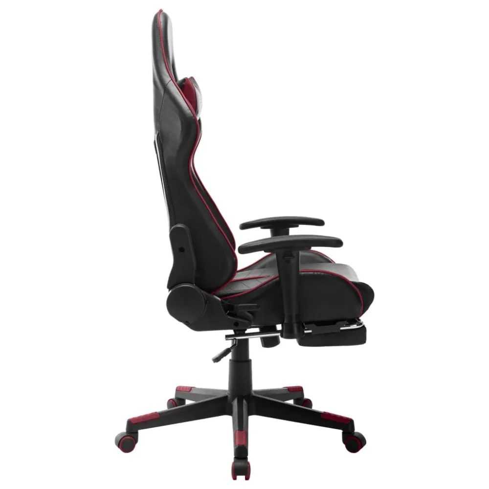Sedia da Gaming con Poggiapiedi Nera e Rosso Vino Similpelle