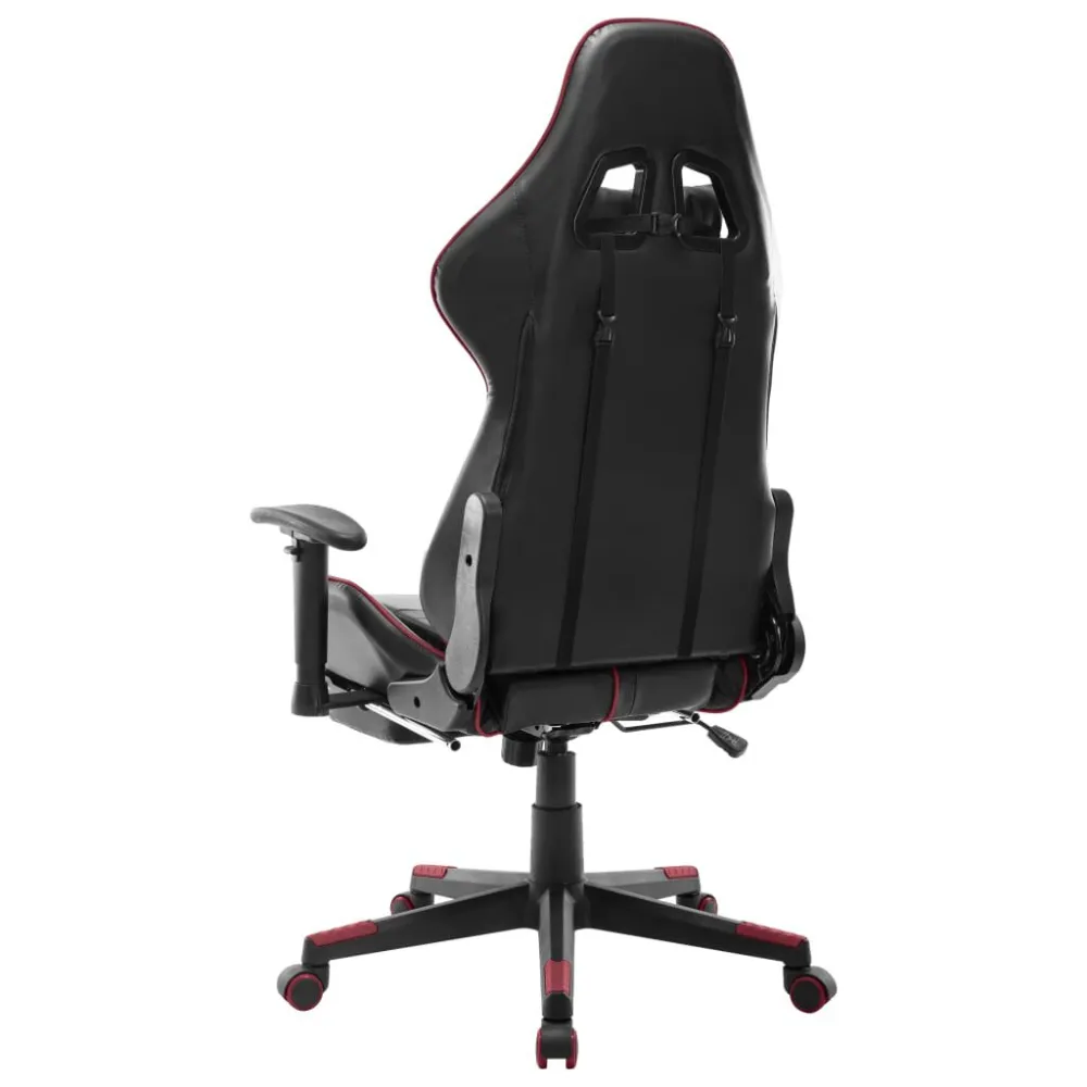 Sedia da Gaming con Poggiapiedi Nera e Rosso Vino Similpelle